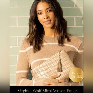 Virginia Wolf Woven Clutch in Metallic Gold